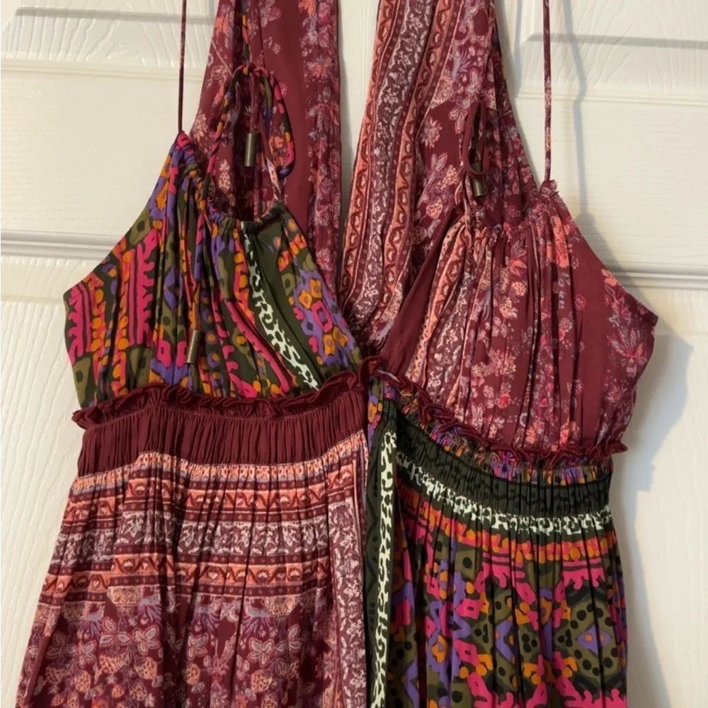 Free People Billini Patchwork Halter Top - Pink and Purple